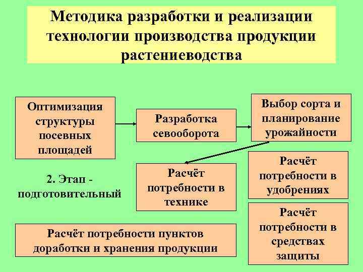 Методика разработки и реализации технологии производства продукции растениеводства Оптимизация структуры посевных площадей 2. Этап