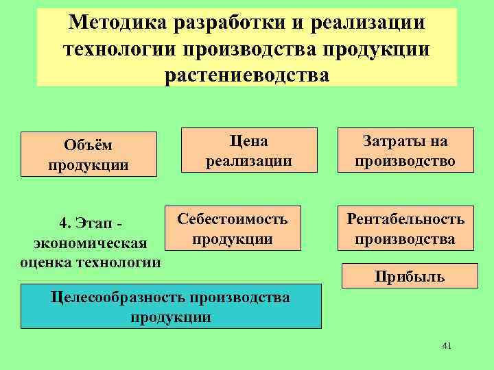 Методика разработки и реализации технологии производства продукции растениеводства Объём продукции Цена реализации Себестоимость 4.