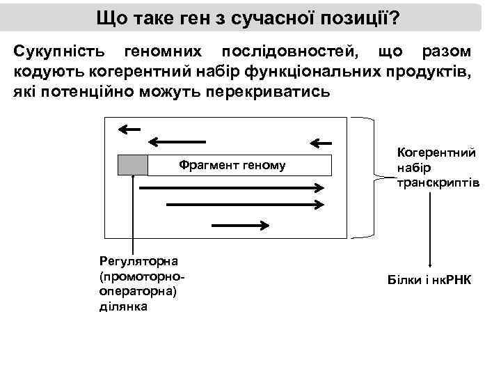 Що таке ген з сучасної позиції? Сукупність геномних послідовностей, що разом кодують когерентний набір