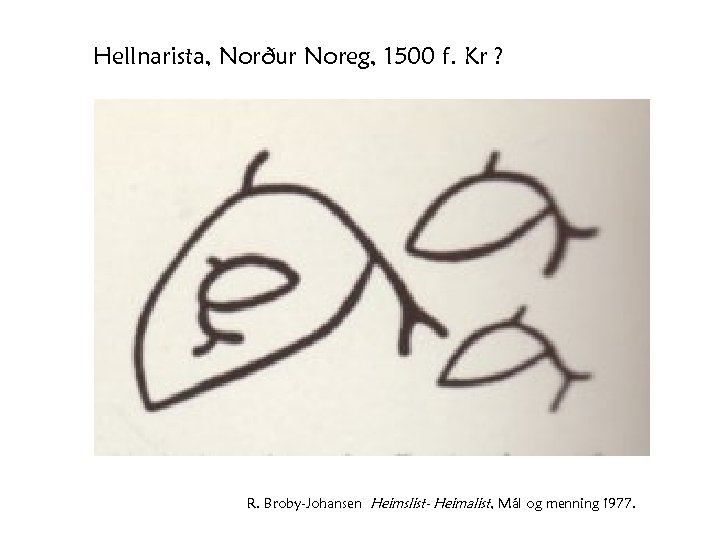 Hellnarista, Norður Noreg, 1500 f. Kr ? R. Broby-Johansen Heimslist- Heimalist, Mál og menning