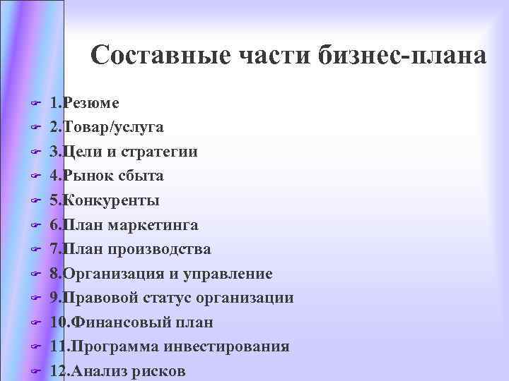 Презентация на тему бизнес план. Составные части бизнес плана. Сосоьовные части плана. Бизнес план части плана. Составные проекта.