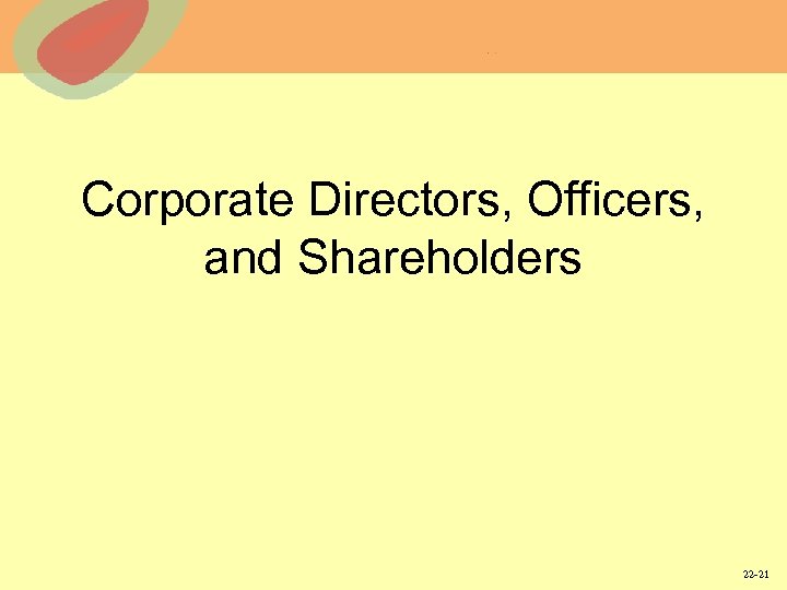 Corporate Directors, Officers, and Shareholders 22 -21 