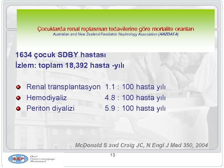 Çocuklarda renal replasman tedavilerine göre mortalite oranları Australian and New Zealand Paediatric Nephrology Association