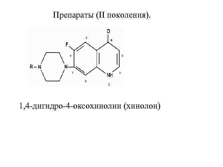 Препараты (II поколения). 1, 4 -дигидро-4 -оксохинолин (хинолон) 
