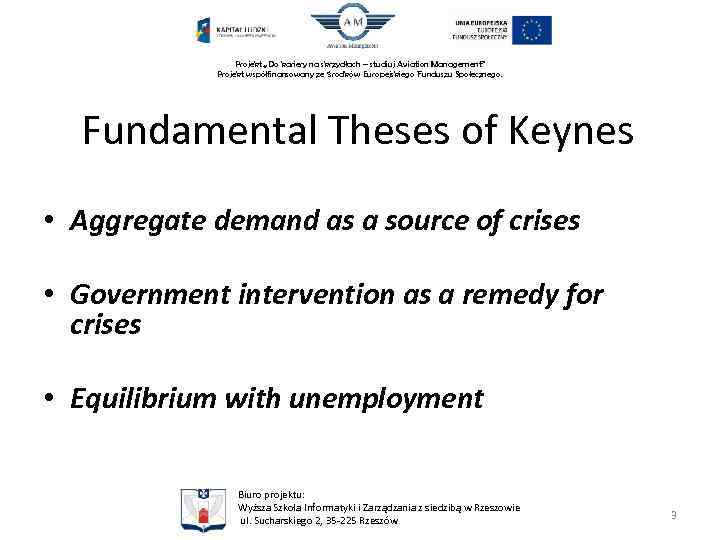 Projekt „Do kariery na skrzydłach – studiuj Aviation Management” Projekt współfinansowany ze środków Europejskiego