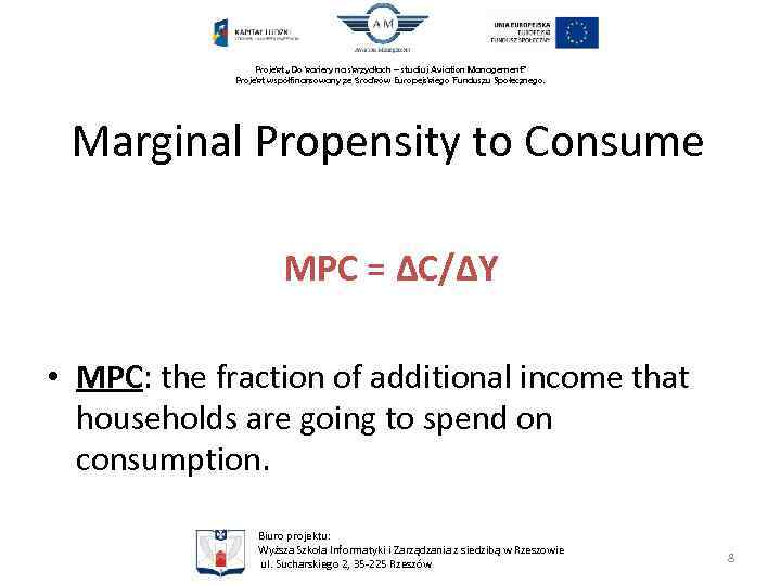Projekt „Do kariery na skrzydłach – studiuj Aviation Management” Projekt współfinansowany ze środków Europejskiego