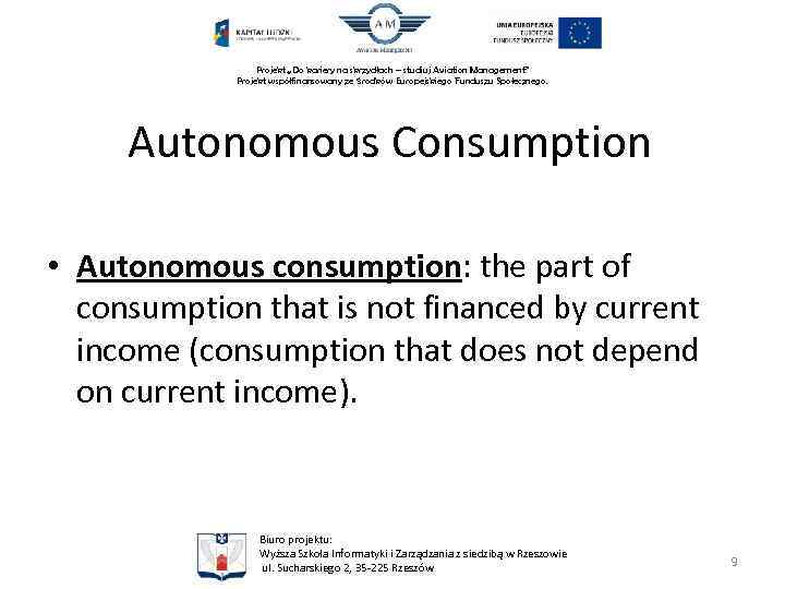 Projekt „Do kariery na skrzydłach – studiuj Aviation Management” Projekt współfinansowany ze środków Europejskiego