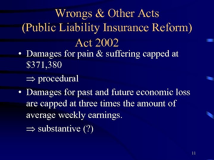 Wrongs & Other Acts (Public Liability Insurance Reform) Act 2002 • Damages for pain