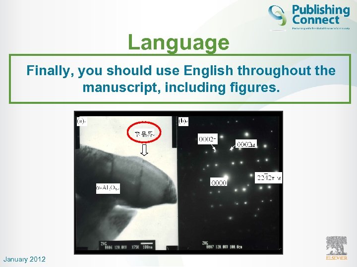 Language Finally, you should use English throughout the manuscript, including figures. January 2012 