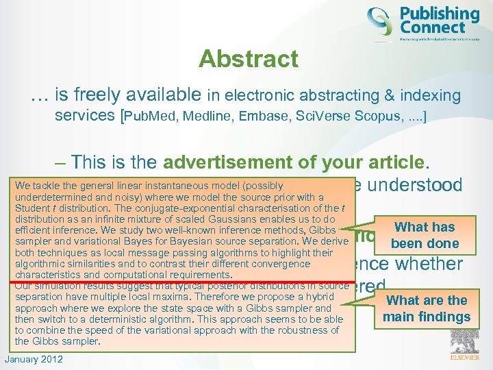 Abstract … is freely available in electronic abstracting & indexing services [Pub. Med, Medline,