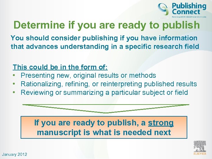 Determine if you are ready to publish You should consider publishing if you have