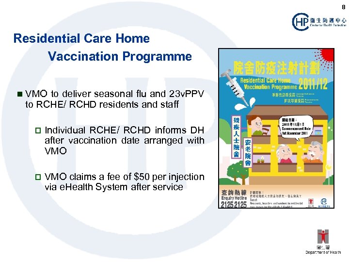 8 Residential Care Home Vaccination Programme n VMO to deliver seasonal flu and 23
