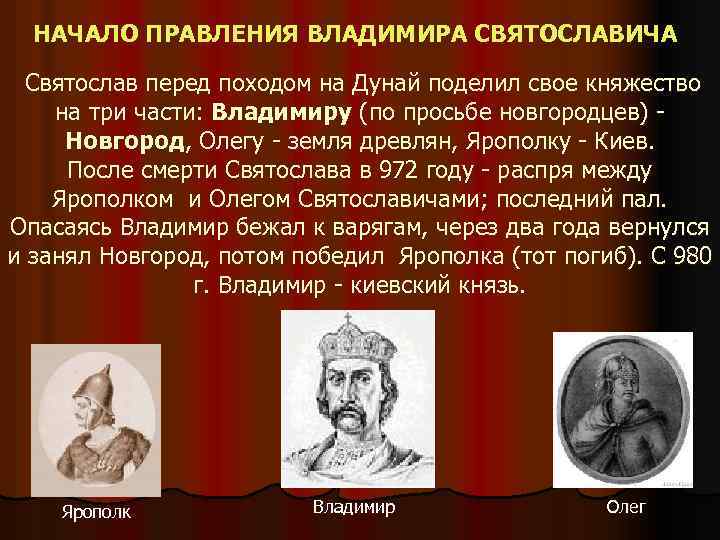 Укажите имена двух братьев противников владимира святославича