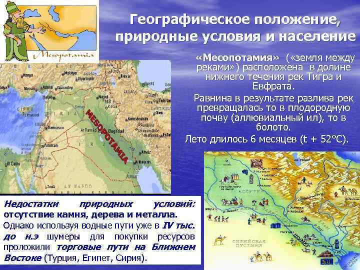 Географическое положение, природные условия и население «Месопотамия» ( «земля между реками» ) расположена в