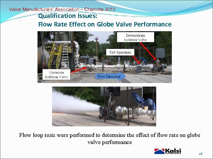 Valve Manufacturers’ Association – Charlotte 2013 Qualification Issues: Flow Rate Effect on Globe Valve