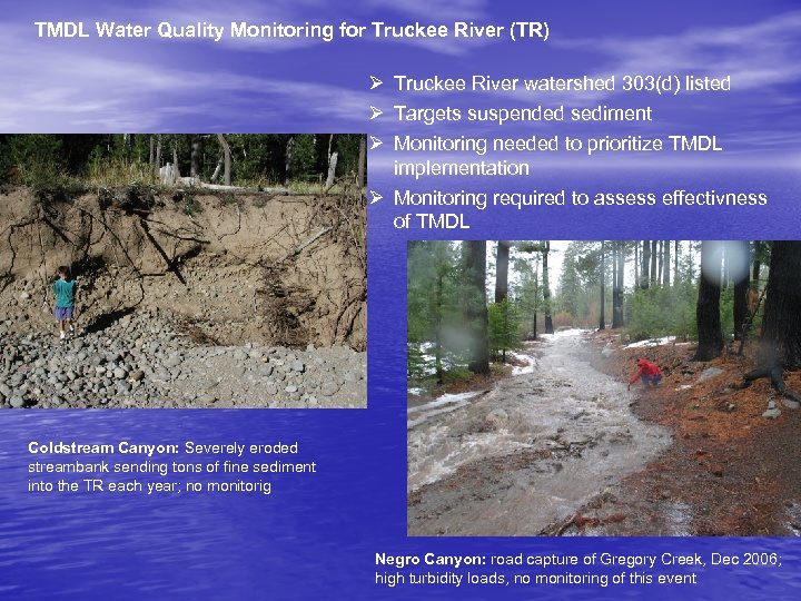TMDL Water Quality Monitoring for Truckee River (TR) Ø Truckee River watershed 303(d) listed