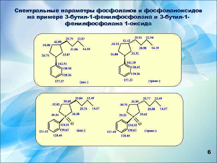 Спектральные параметры фосфоланов и фосфоланоксидов на примере 3 -бутил-1 -фенилфосфолана и 3 -бутил-1 фенилфосфолана