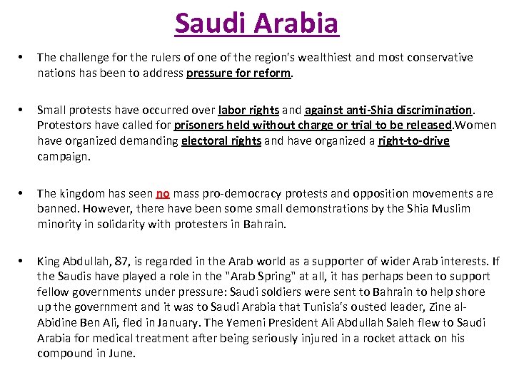 Saudi Arabia • The challenge for the rulers of one of the region's wealthiest