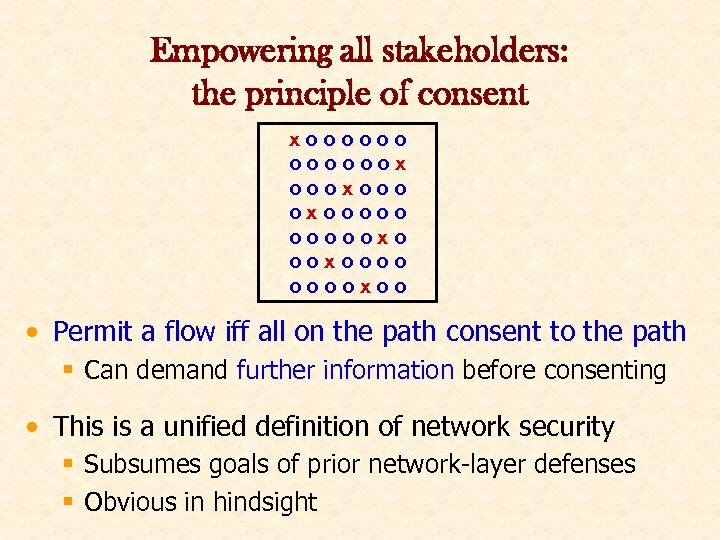 Empowering all stakeholders: the principle of consent xoooooox oooxooooo oooooxoooo ooooxoo • Permit a