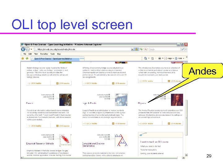 OLI top level screen Andes 29 