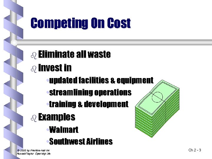 Competing On Cost b Eliminate all waste b Invest in • updated facilities &