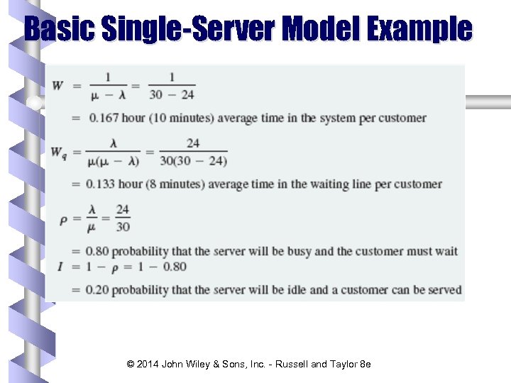 Basic Single-Server Model Example © 2014 John Wiley & Sons, Inc. - Russell and