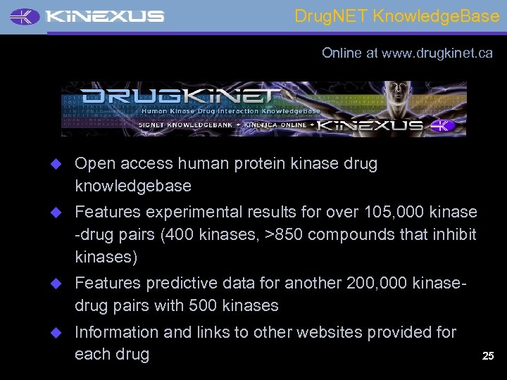 Drug. NET Knowledge. Base Online at www. drugkinet. ca u Open access human protein