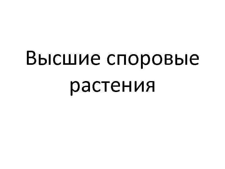 Высшие споровые растения 