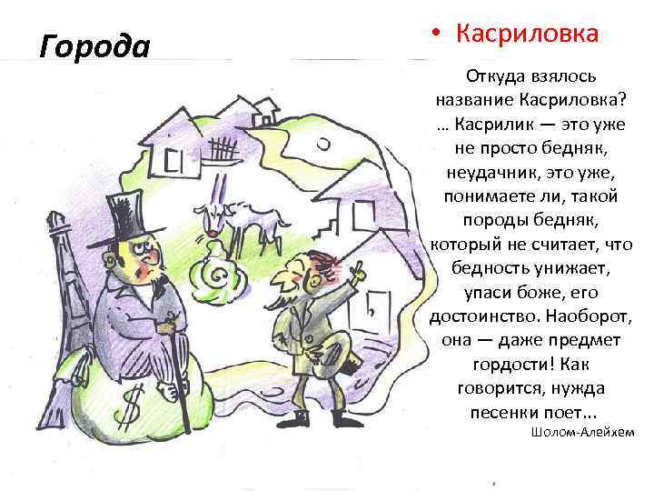 Города • Касриловка Откуда взялось название Касриловка? … Касрилик — это уже не просто