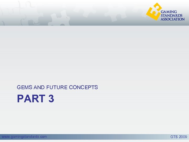 GEMS AND FUTURE CONCEPTS PART 3 www. gamingstandards. com GTS 2009 
