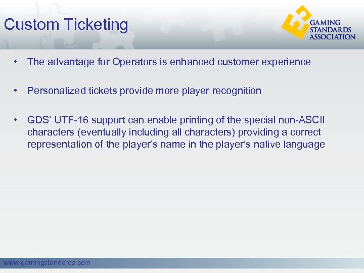 Custom Ticketing • The advantage for Operators is enhanced customer experience • Personalized tickets