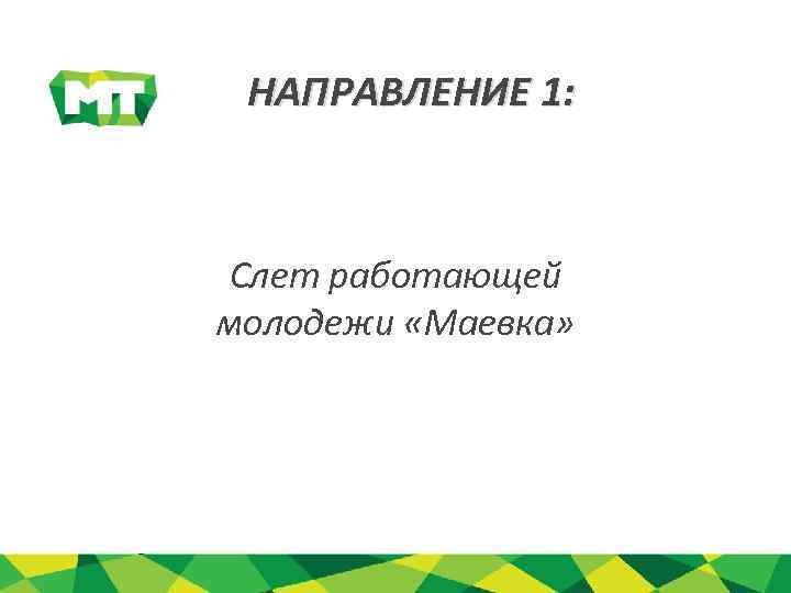 НАПРАВЛЕНИЕ 1: Слет работающей молодежи «Маевка» 