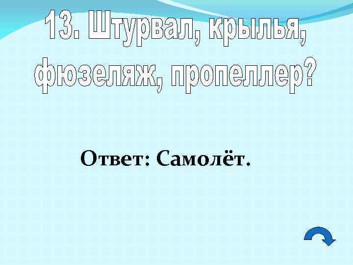 Ответ: Самолёт. 