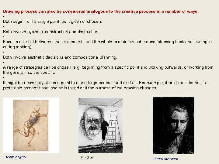 Drawing process can also be considered analogous to the creative process in a number