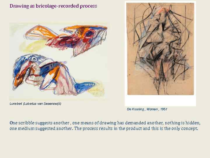 Drawing as bricolage-recorded process Lucebert (Lubertus van Swaanswijk) De Kooning , Woman , 1951