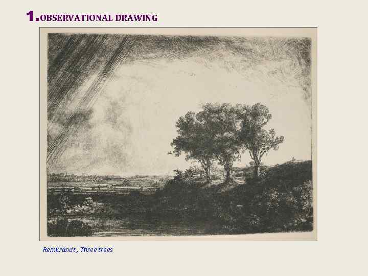 1. OBSERVATIONAL DRAWING Rembrandt , Three trees 