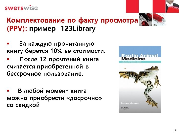 Комплектование по факту просмотра (PPV): пример 123 Library § За каждую прочитанную книгу берется