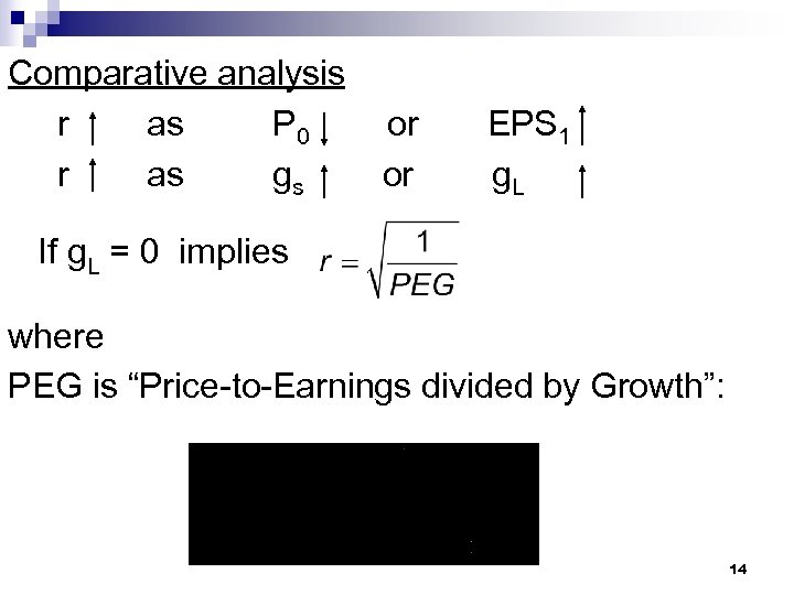 Comparative analysis r as P 0 r as gs or or EPS 1 g.