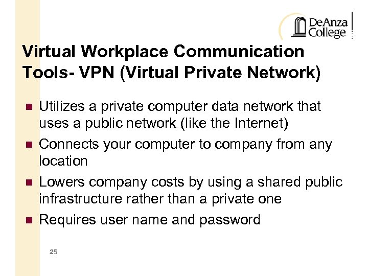 Virtual Workplace Communication Tools- VPN (Virtual Private Network) Utilizes a private computer data network