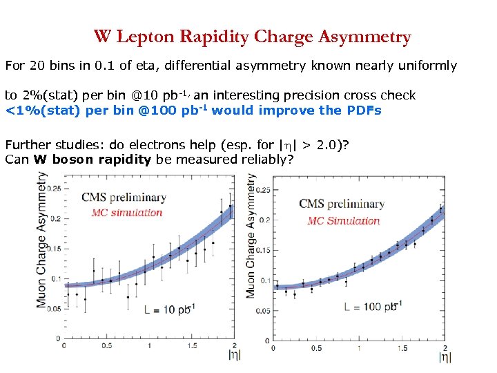 W Lepton Rapidity Charge Asymmetry For 20 bins in 0. 1 of eta, differential