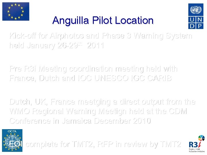 Anguilla Pilot Location Kick-off for Airphotos and Phase 3 Warning System held January 26