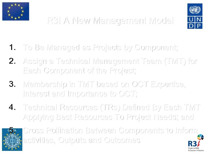 R 3 I A New Management Model 1. To Be Managed as Projects by