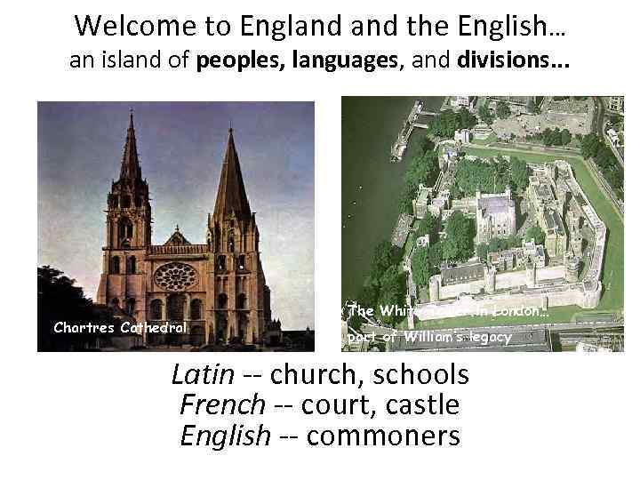 Welcome to England the English… an island of peoples, languages, and divisions. . .