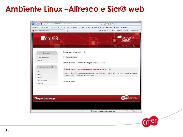 Ambiente Linux –Alfresco e Sicr@ web 34 