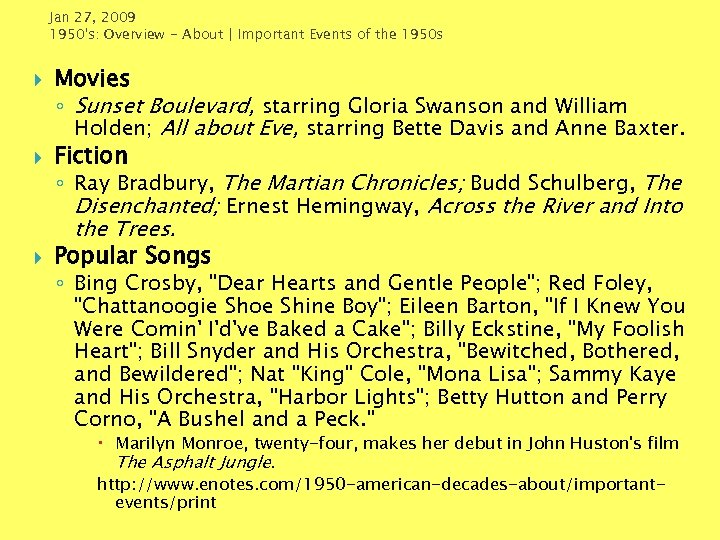 Jan 27, 2009 1950's: Overview - About | Important Events of the 1950 s