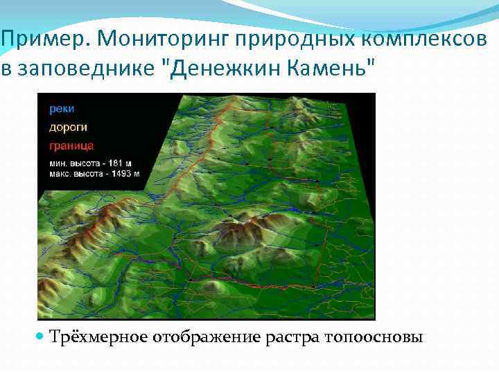 Пример. Мониторинг природных комплексов в заповеднике 