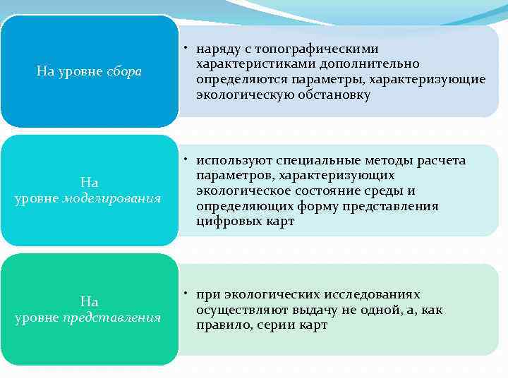 На уровне сбора • наряду с топографическими характеристиками дополнительно определяются параметры, характеризующие экологическую обстановку