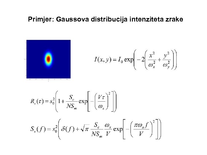Primjer: Gaussova distribucija intenziteta zrake 