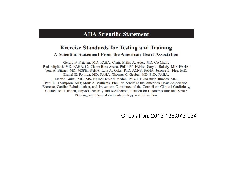 Circulation. 2013; 128: 873 -934 