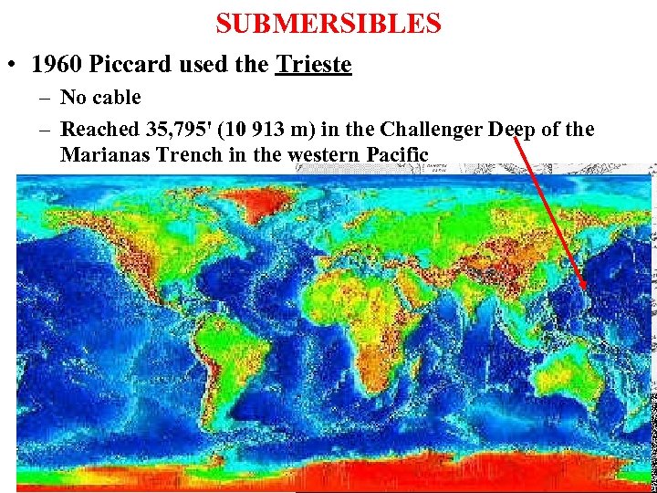 SUBMERSIBLES • 1960 Piccard used the Trieste – No cable – Reached 35, 795'